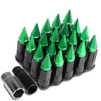 Spiked Cap Steel Green 16" Rim Lug + 4 Lock Nuts + Adapter M12x1.5 (Fits Various)