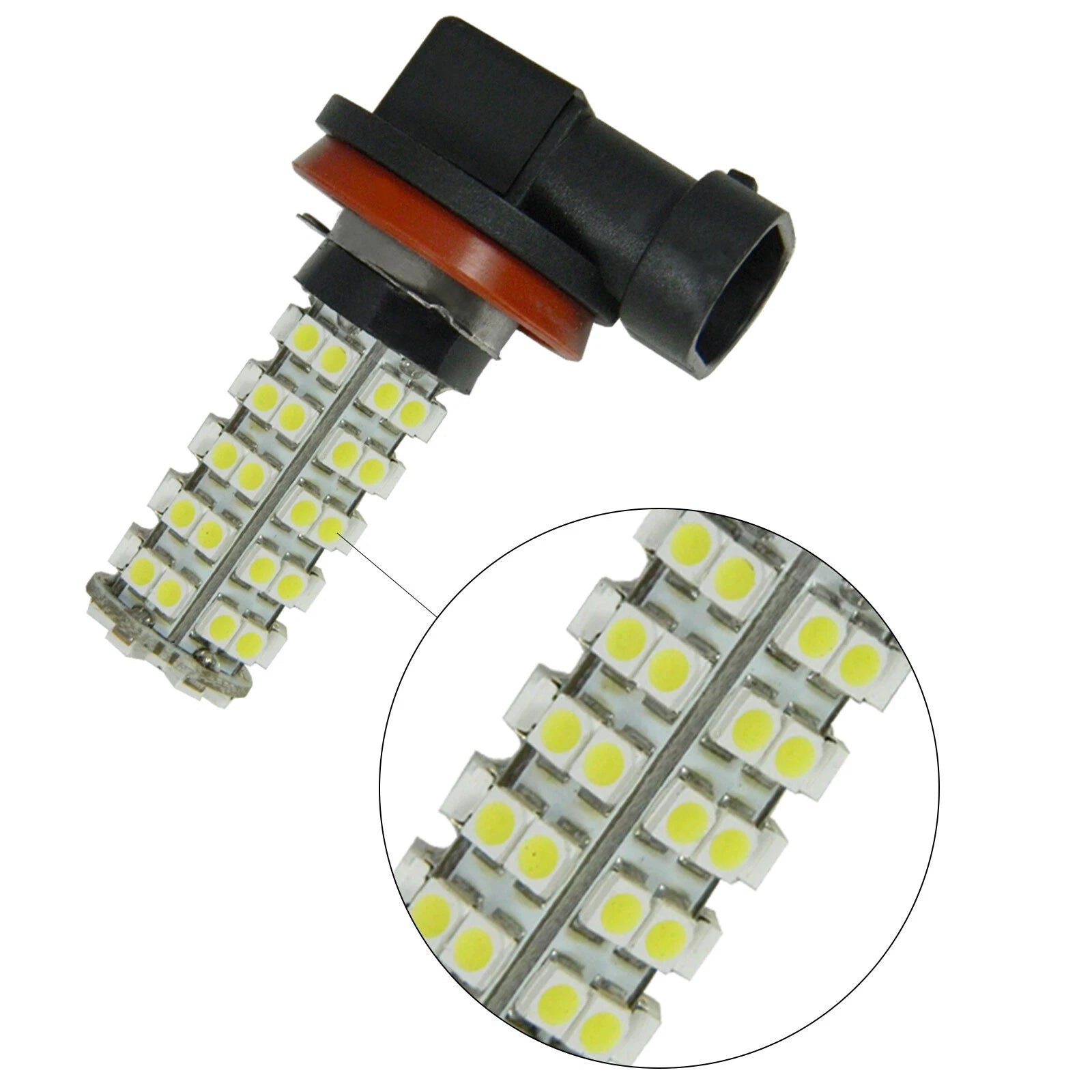 2x White H11 H8 H9 LED Fog Light Bulbs for Car (68SMD) (CANBUS)