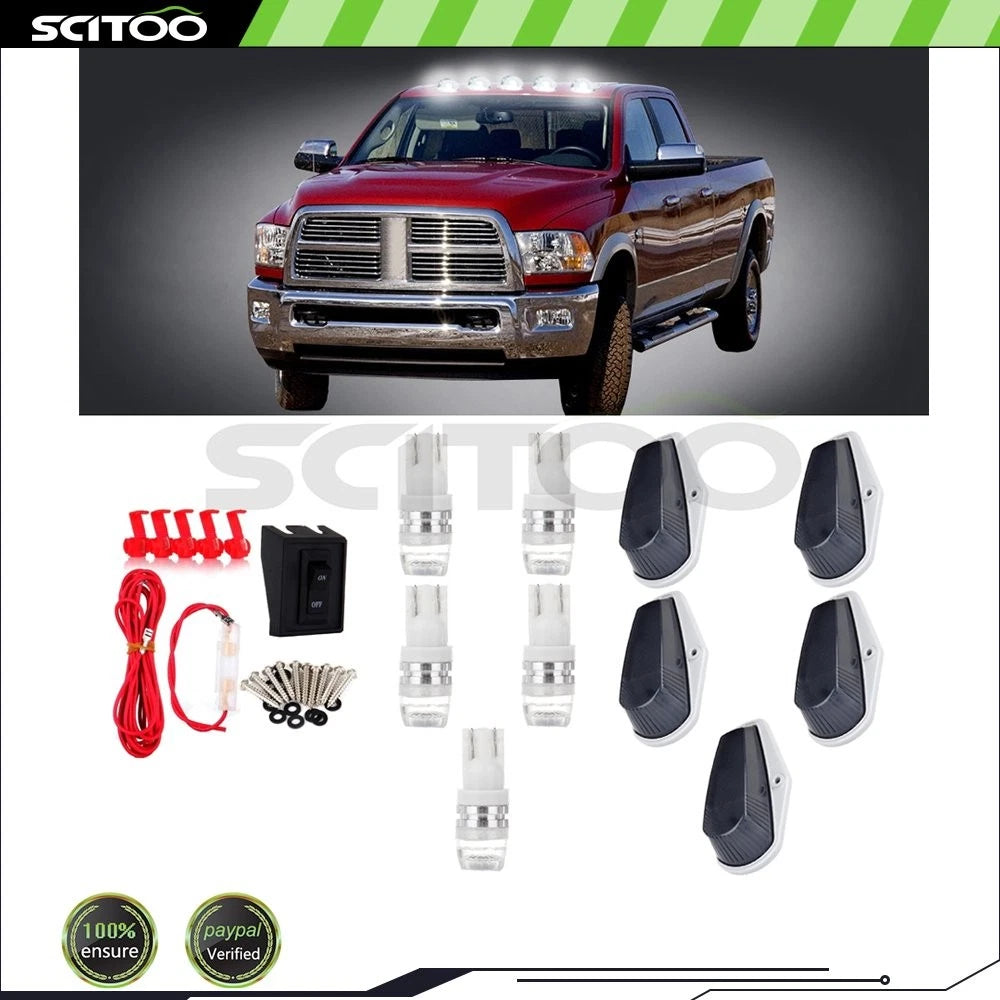 5X Smoke Cab Marker Light Lens T10 LED Bulbs + Wiring for Ford
