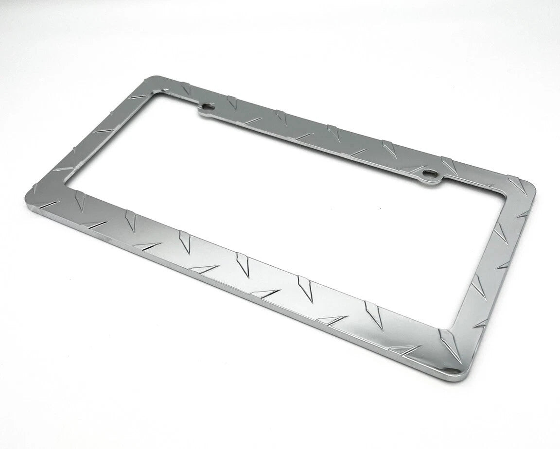 License Plate Frame Chrome Diamond Plate for Car Truck SUV (Universal)