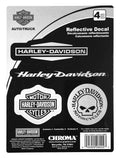 Set of 4 Reflective H-D Logos Chrome Decals for Harley-Davidson (6 x 8 in.)