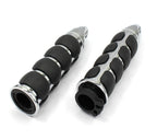 Chrome Motorcycle Handlebar Hand Grip with Black Rubber for Harley (Universal)
