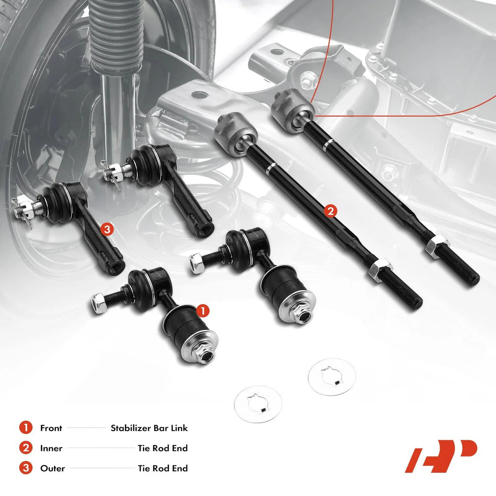 Set of 6 Front Sway Bar Links & Tie Rod Ends for Nissan Altima (1998–2001)