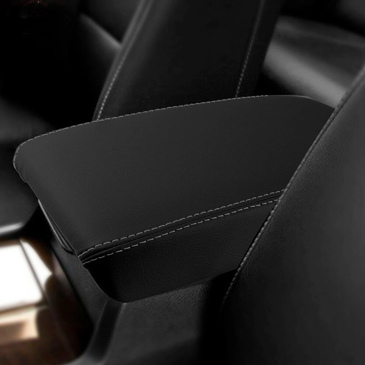 Leather Console Lid Armrest Cover for Acura TSX (2009–2014) Gray Stitch