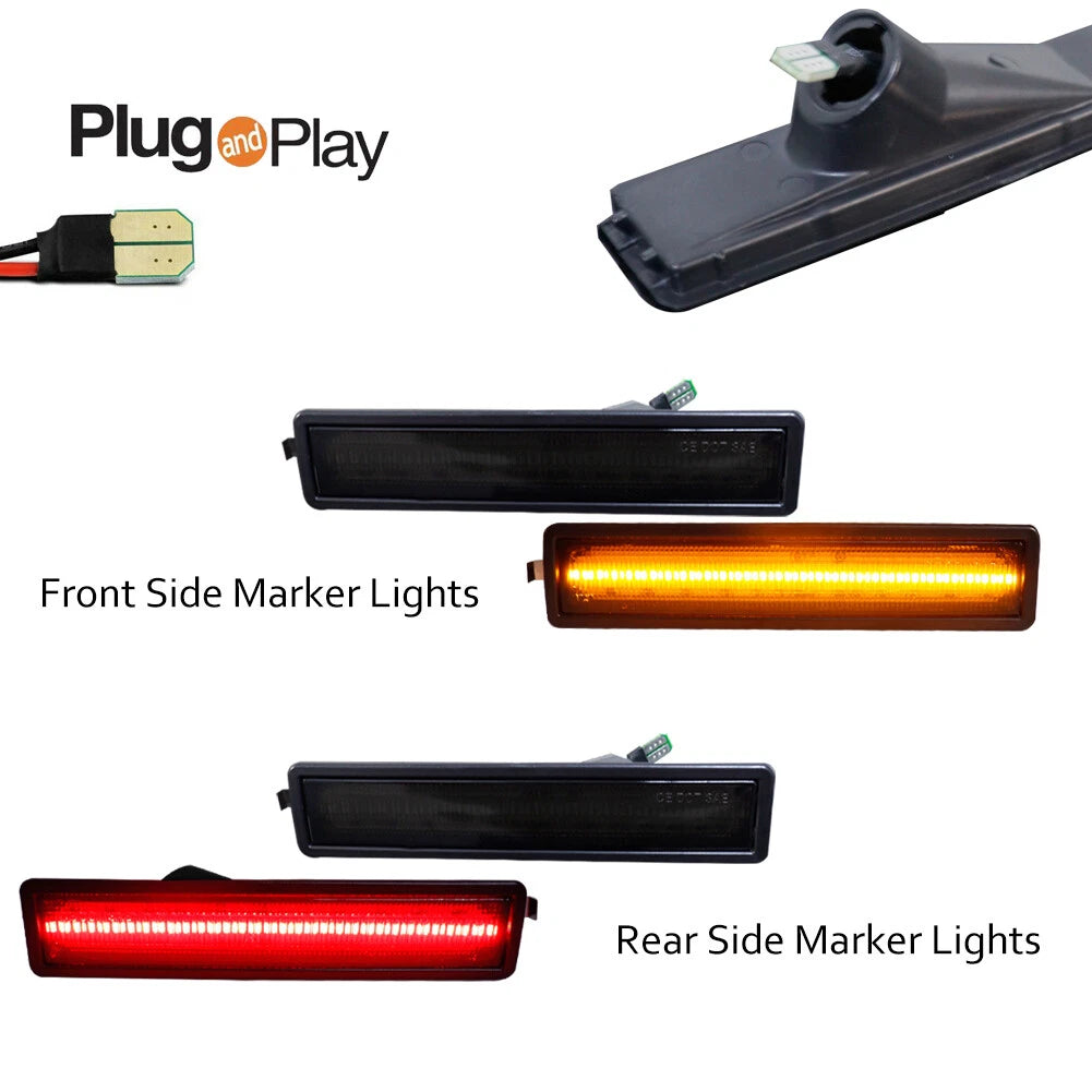 Set of 4 Smoke LED Bumper Side Marker Lights for BMW E30 E34 (1982–1996)