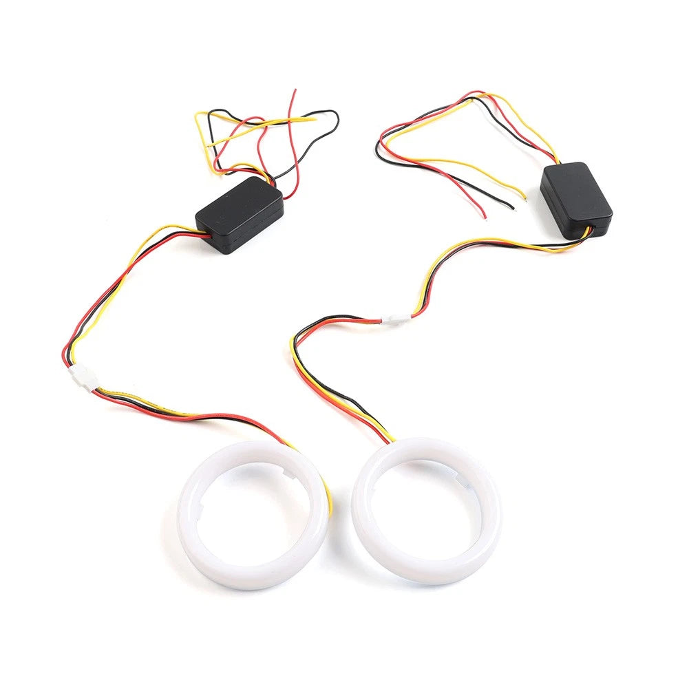 2X White Amber Switchback LED Angel Eyes Halo Rings for Car Headlight Retrofit (60MM)