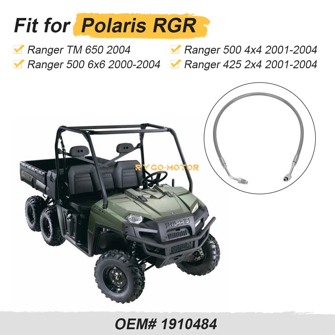 Front Left Brake Line for Polaris Ranger 500 425 (2000–2004) 1910484