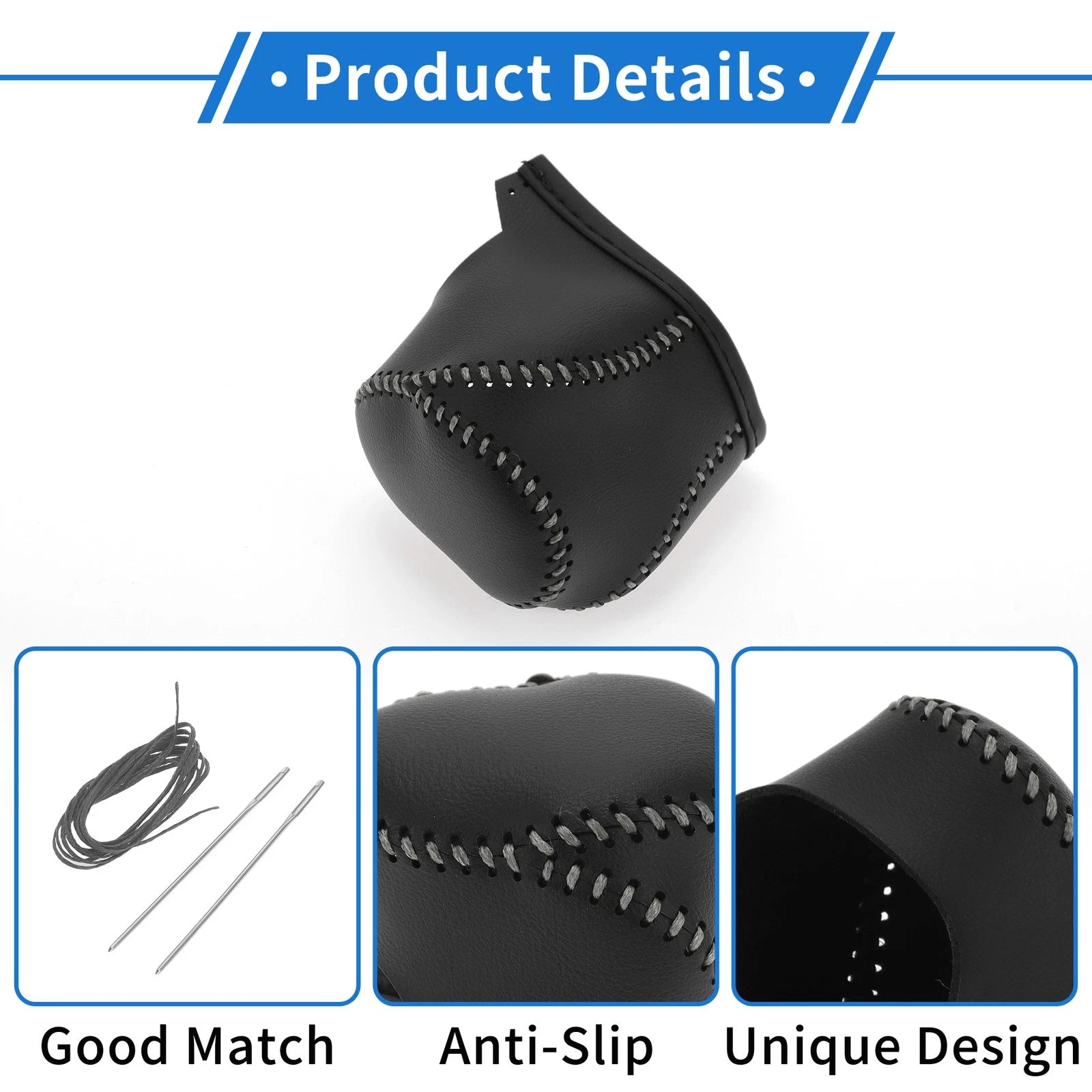 Gear Shift Knob Cover for Toyota CH-R (2017–2021) Black Grey Faux Leather