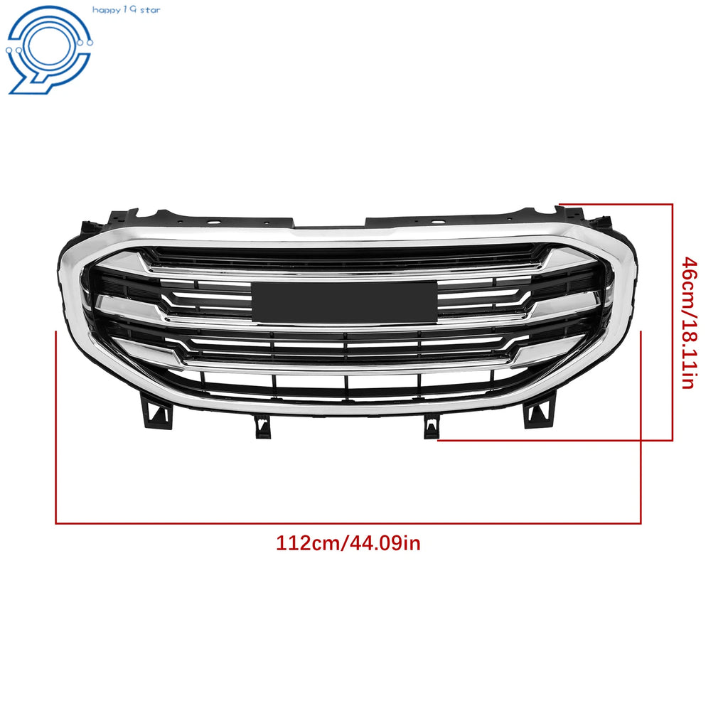 Front Bumper Grille for GMC Terrain SLT SLE (2018-2021) Black Chrome