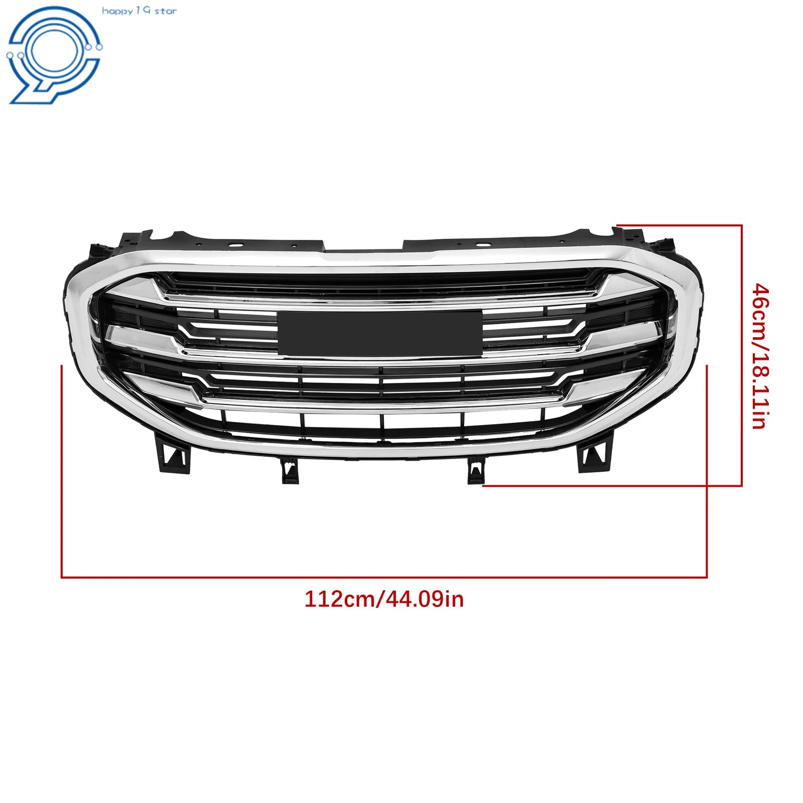Front Bumper Grille for GMC Terrain SLT SLE (2018-2021) Black Chrome