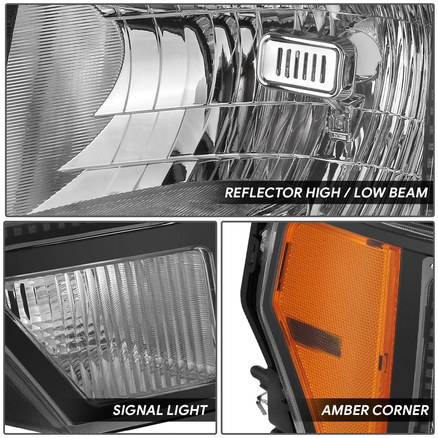 2X Black Housing Amber Corner LED Halo Ring Headlight for Ford F-150 (2009–2014)