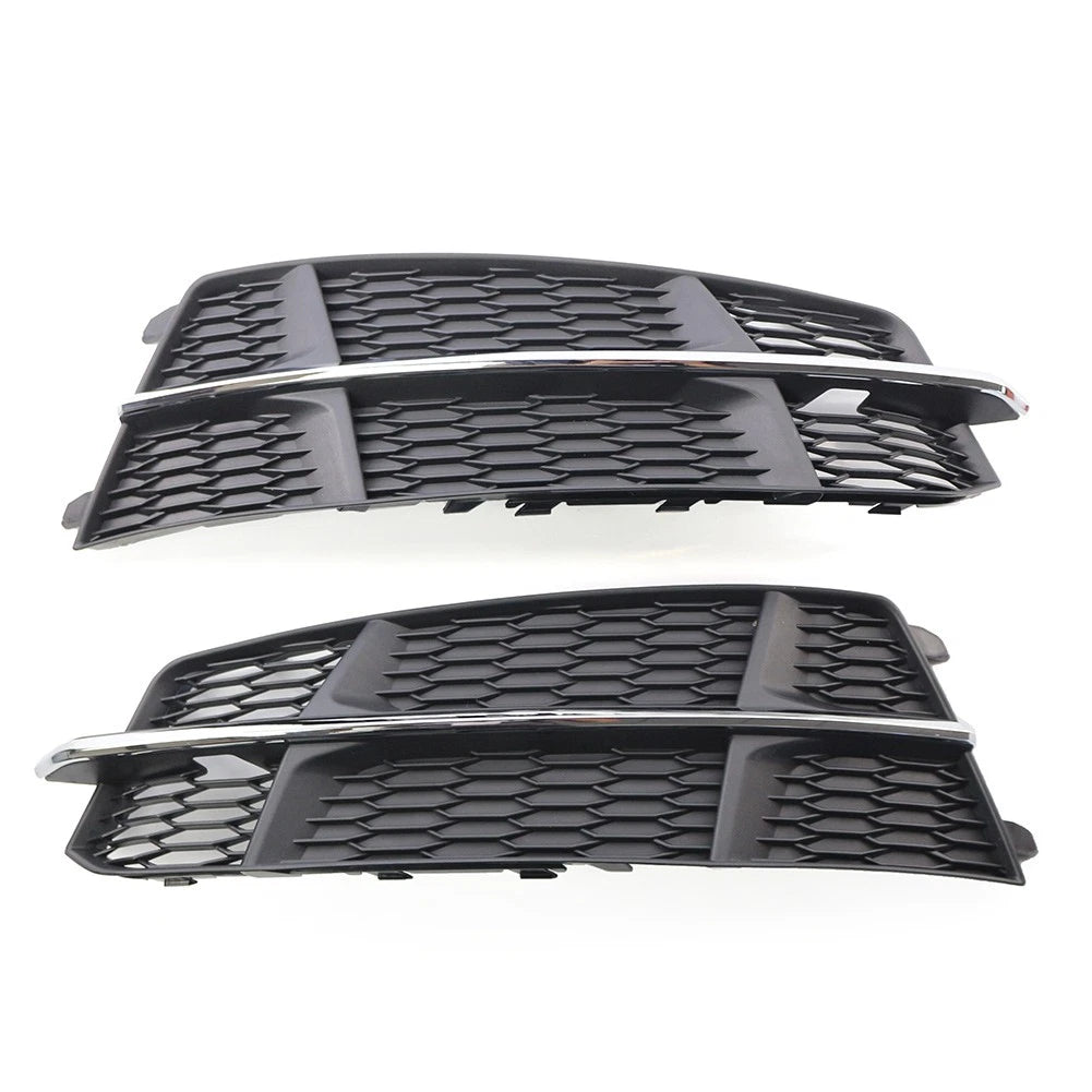Set of 2 Front Bumper Lower Side Grilles for Audi A6 C7 SLine (2014–2018) Black Chrome