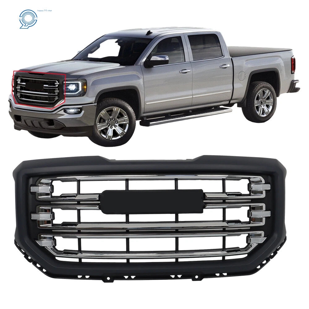 Front Grille for GMC Sierra 1500 (2016–2019) Black Gray Chrome Plating