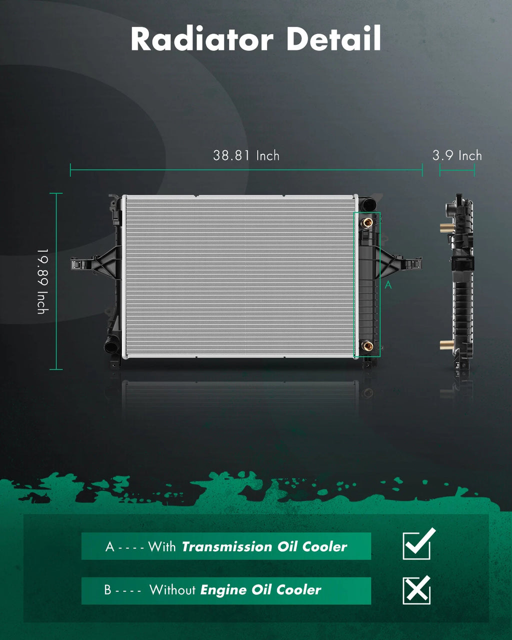 Radiator Aluminum for Volvo S60 (2001–2009), S80 (1999–2006), V70 (2003–2007), XC70