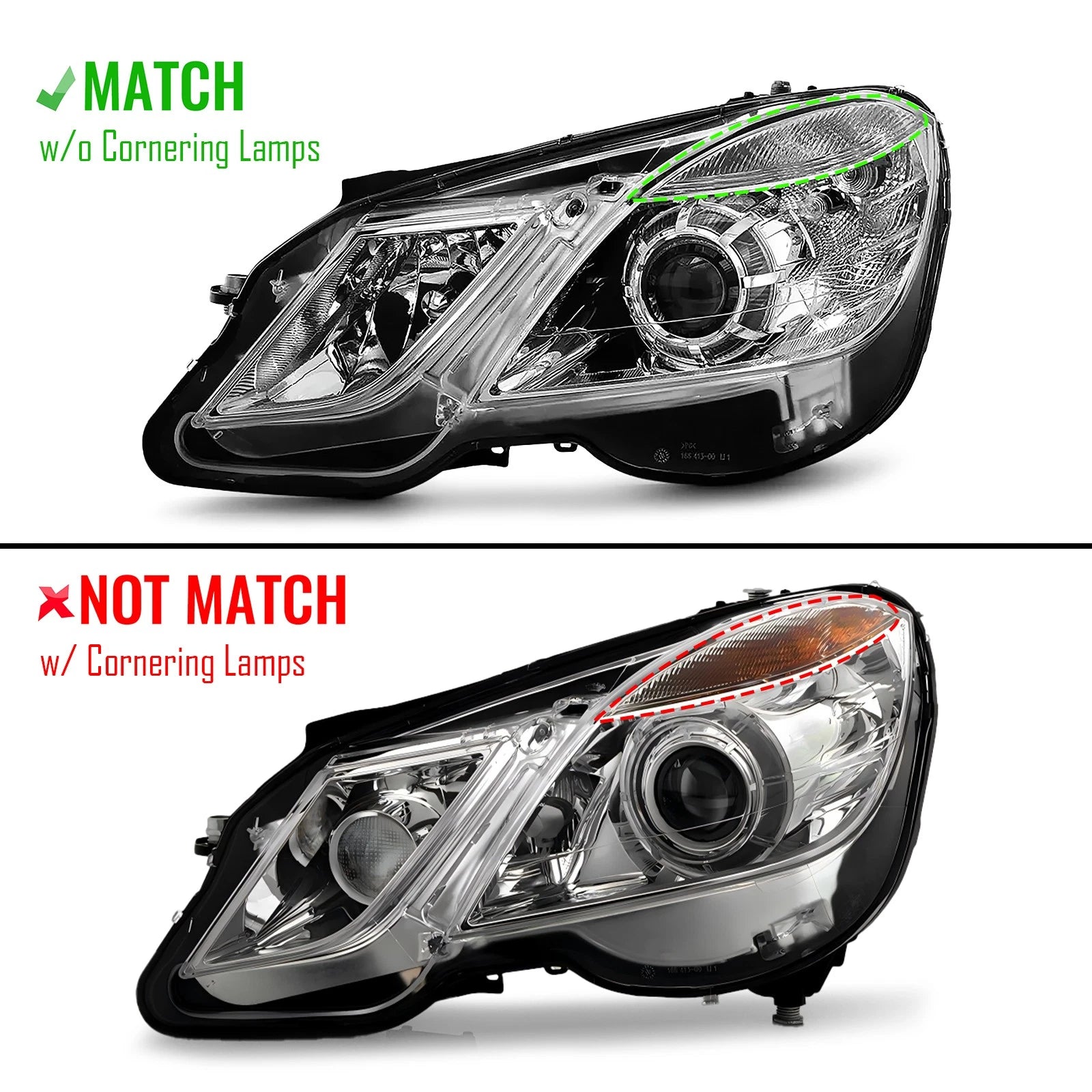 Halogen Headlight Pair for Mercedes-Benz W212 E350 (2010–2013)