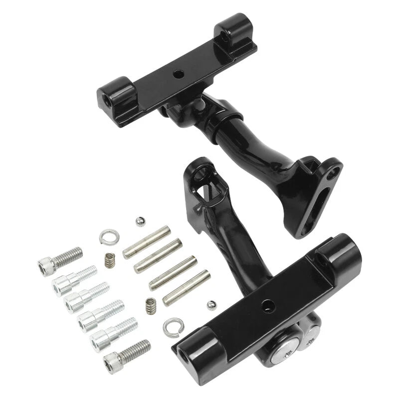 Chrome/Black Adjustable Footboard Mount for Harley Road King (1993–2025)