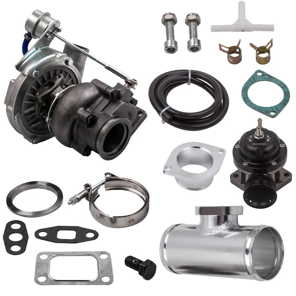 T3 T04E V-band Turbocharger with 4 Bolt Flange & Wastegate Blow Off Valve