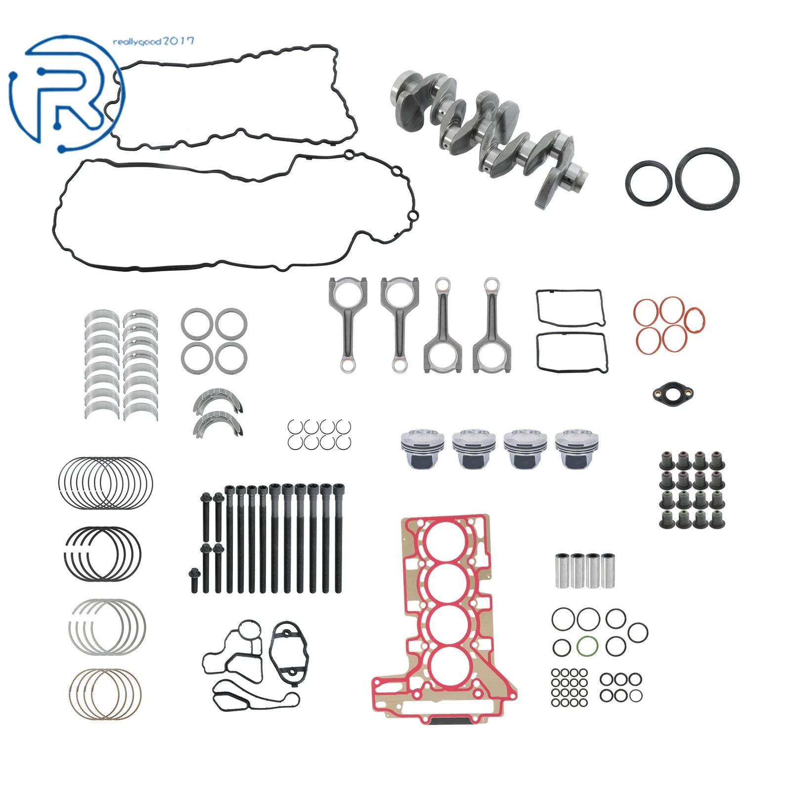 Engine Rebuild Overhaul Kit with Crankshaft for BMW 320i 328i X4 X5 X6 (2010–2019)