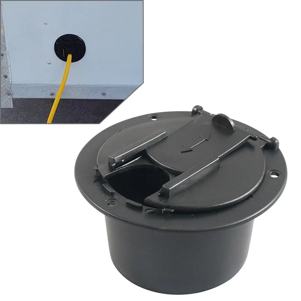 Round Electric Power Cord Cable Hatch Cover for RV Camper Trailer (N/A)