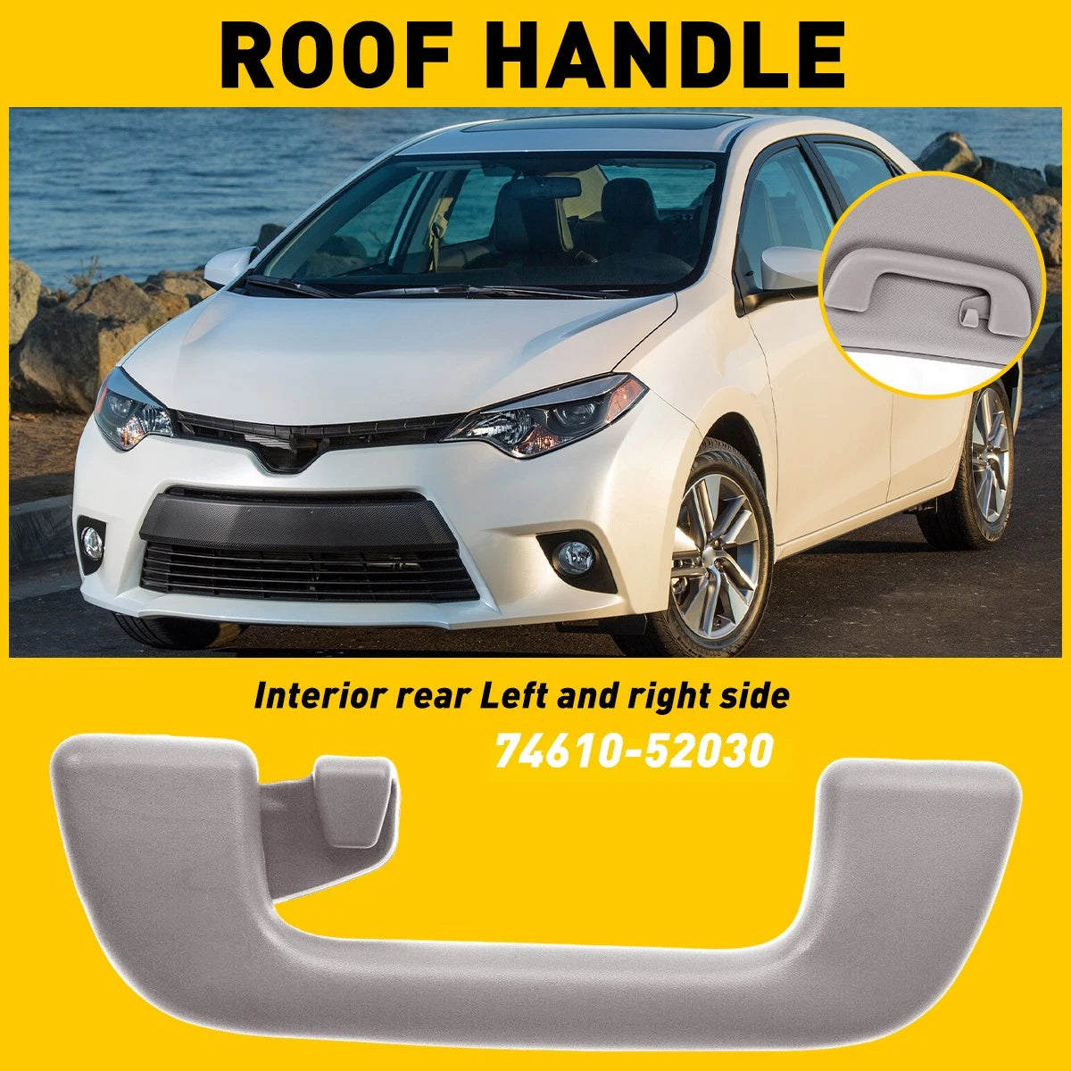 Set of 2 Rear Inner Roof Ceiling Pull Handles for Toyota Yaris Corolla RAV4 (2006–2020)