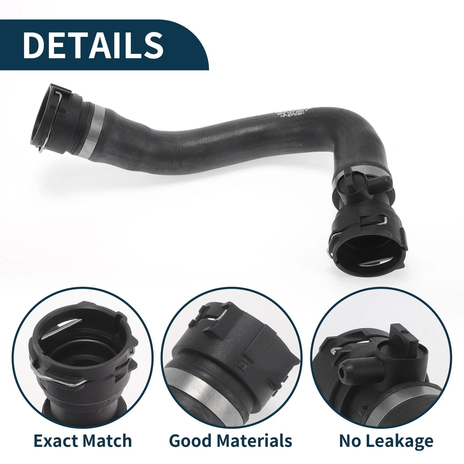 Radiator Hose Downpipe for Audi A6 3.2L V6 (2006–2011) No. 4F0121055F Rubber