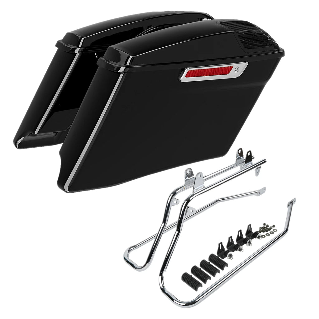 4" Stretched Saddlebags & Conversion Brackets for Harley Softail FLST (1984–2017)