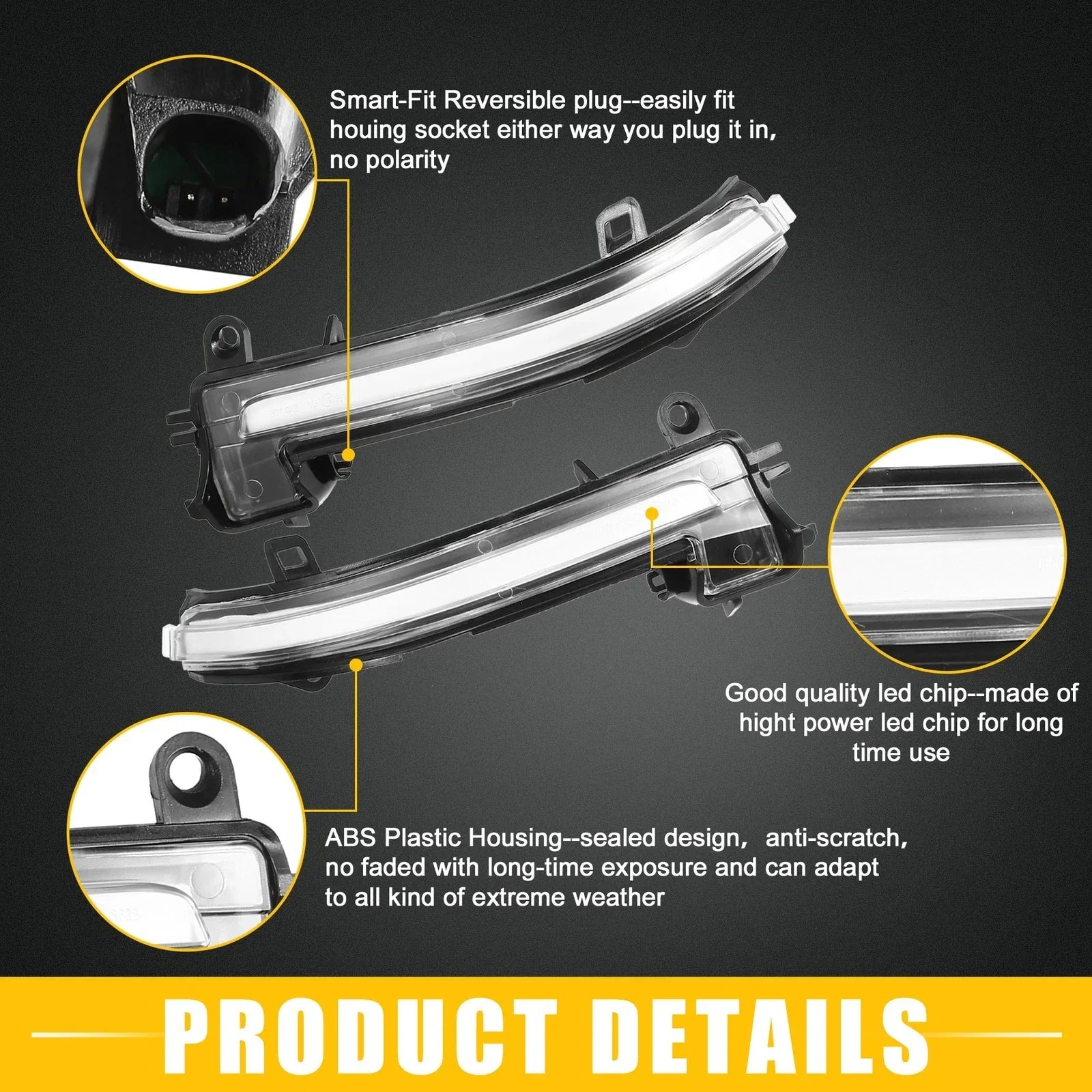 Mirror Turn Signal Light for BMW Plastic Black Transparent 1 Pair