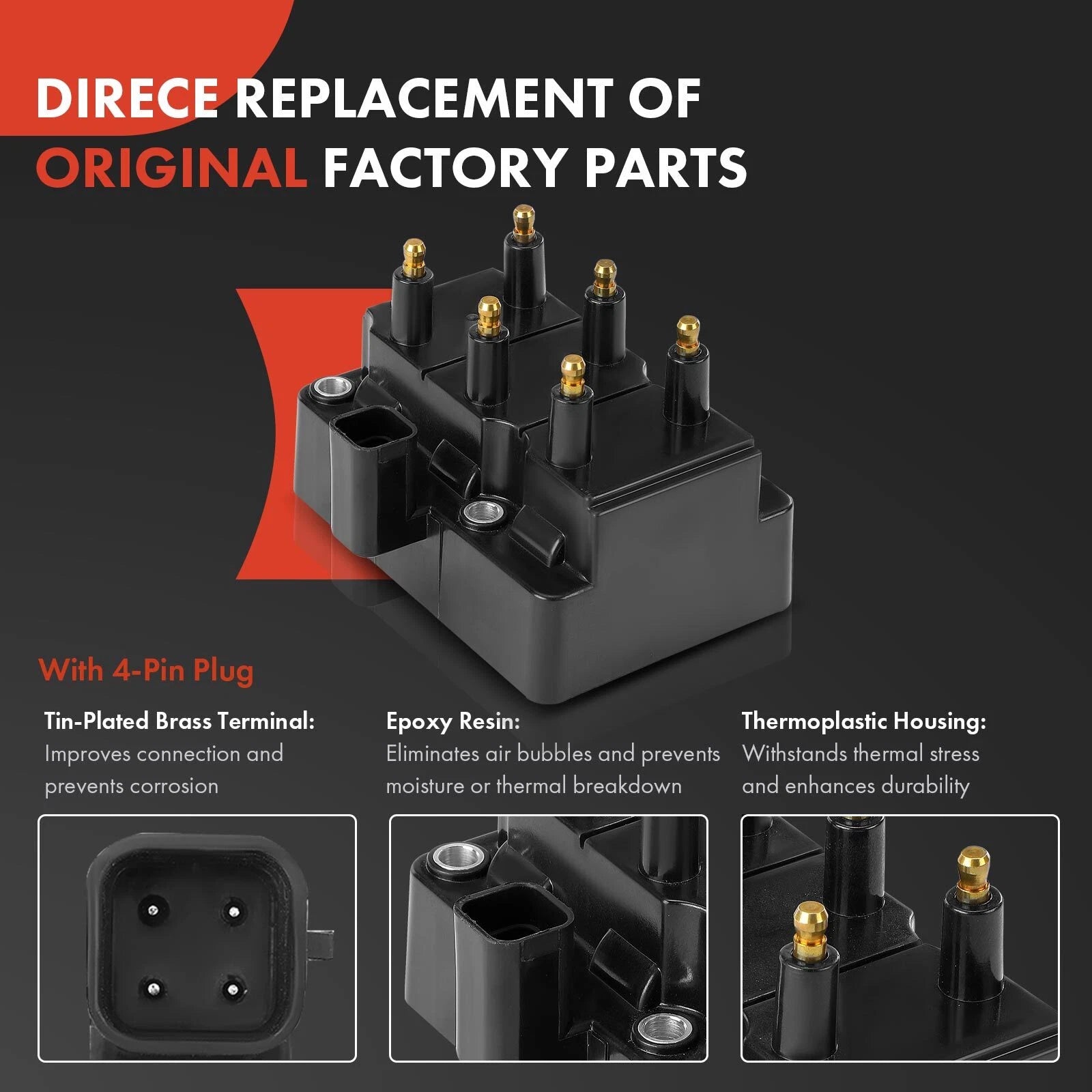 Ignition Coil & 6 Iridium Spark Plugs & 6 Wires for Dodge