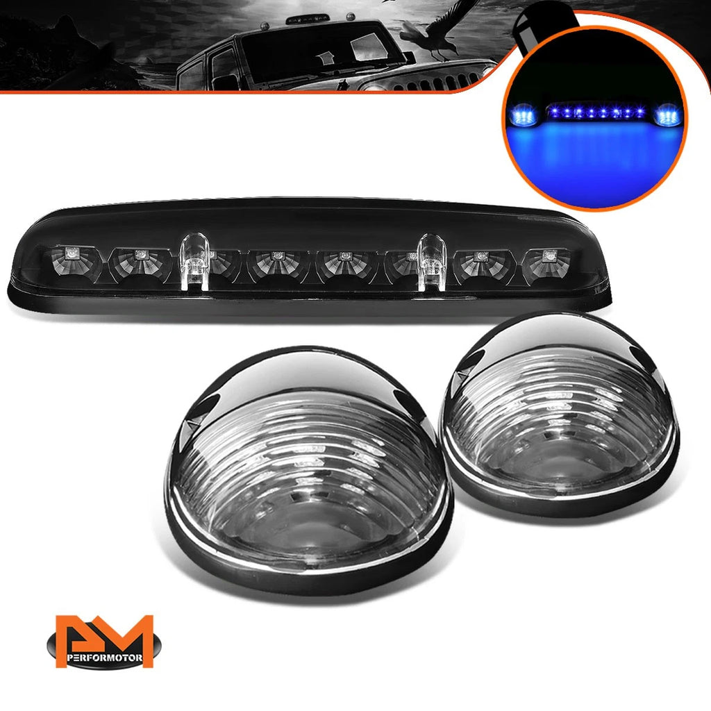 3Pcs Cab Roof Running Light Black Housing Blue LED for Silverado/Sierra (2002–2007)