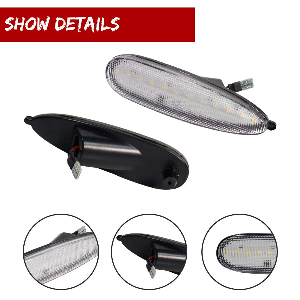 2X Clear Lens Amber LED Front Bumper Side Marker Lights for Pontiac GTO (2004–2006)
