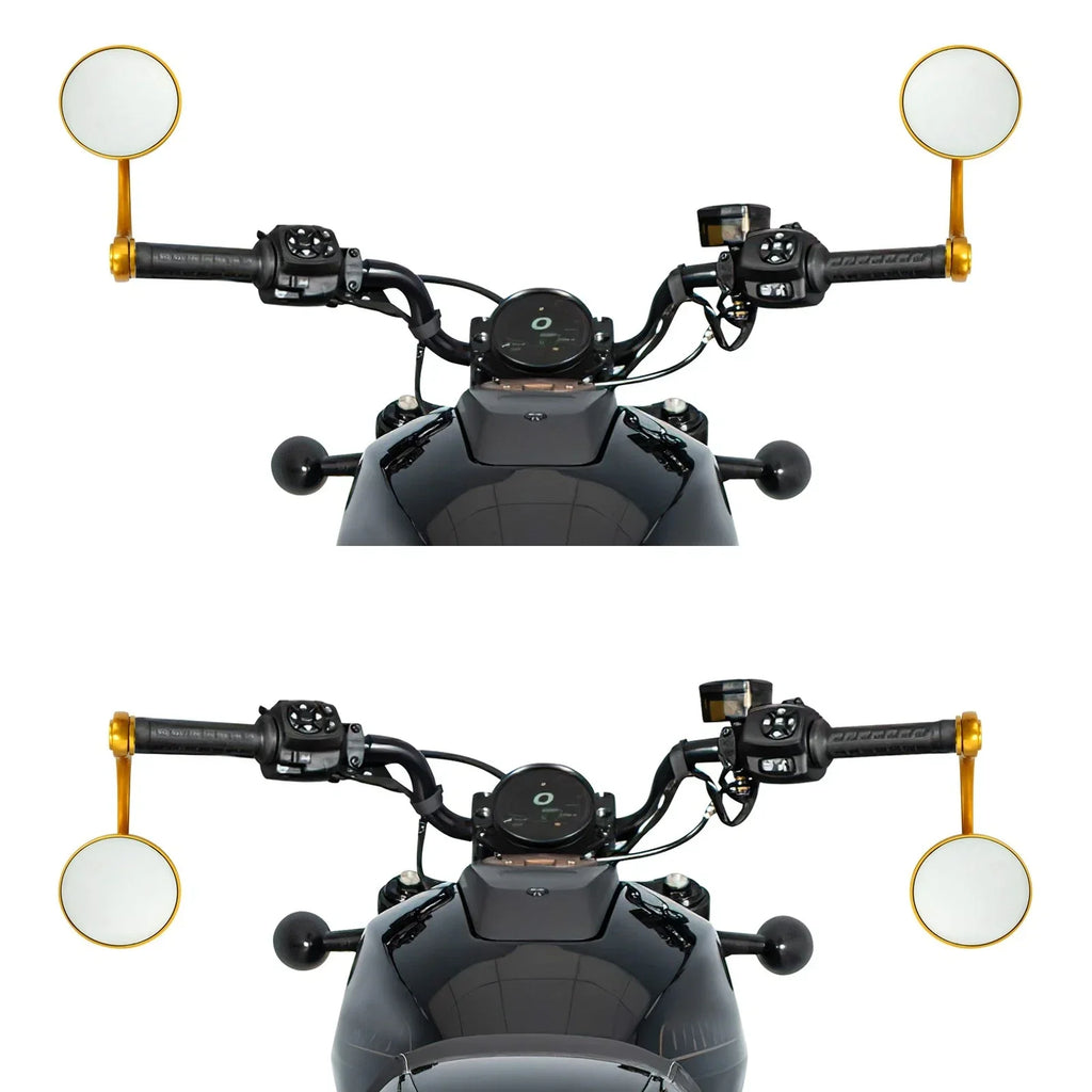 Gold Round Bar End Rearview Mirrors for Harley Sportster S (2021-2025)