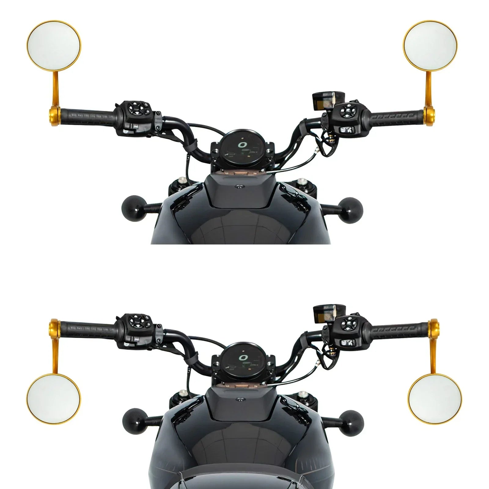 Gold Round Bar End Rearview Mirrors for Harley Sportster S (2021-2025)