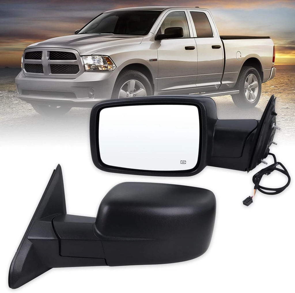 Driver Side Mirror for Dodge Ram 1500 (2013–2019) - Manual Fold, Heated, Temp Sensor