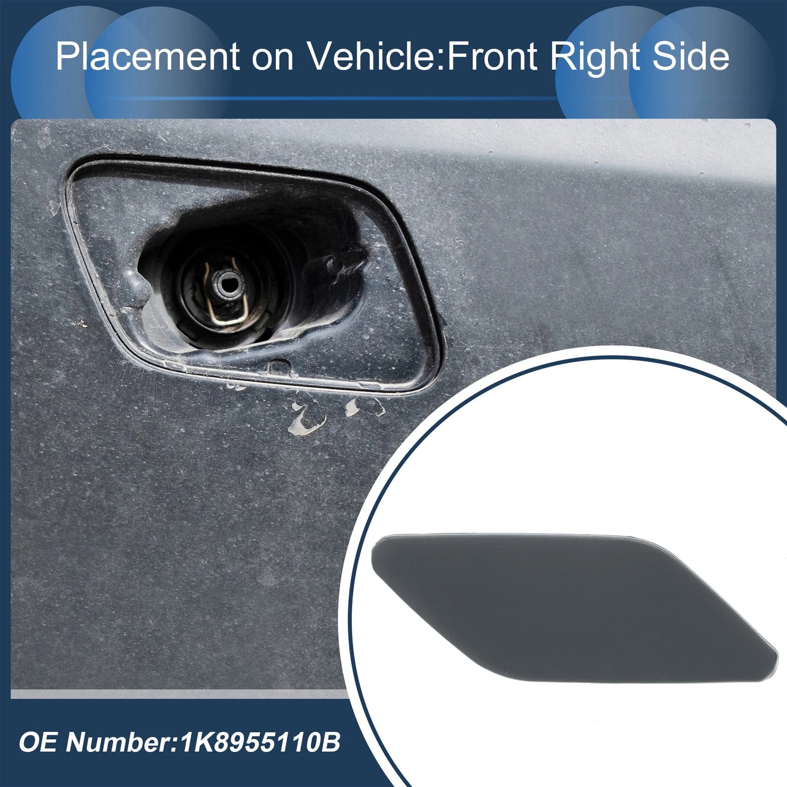 Front Right Washer Nozzle Cover Cap for Volkswagen Scirocco (2009–2014)