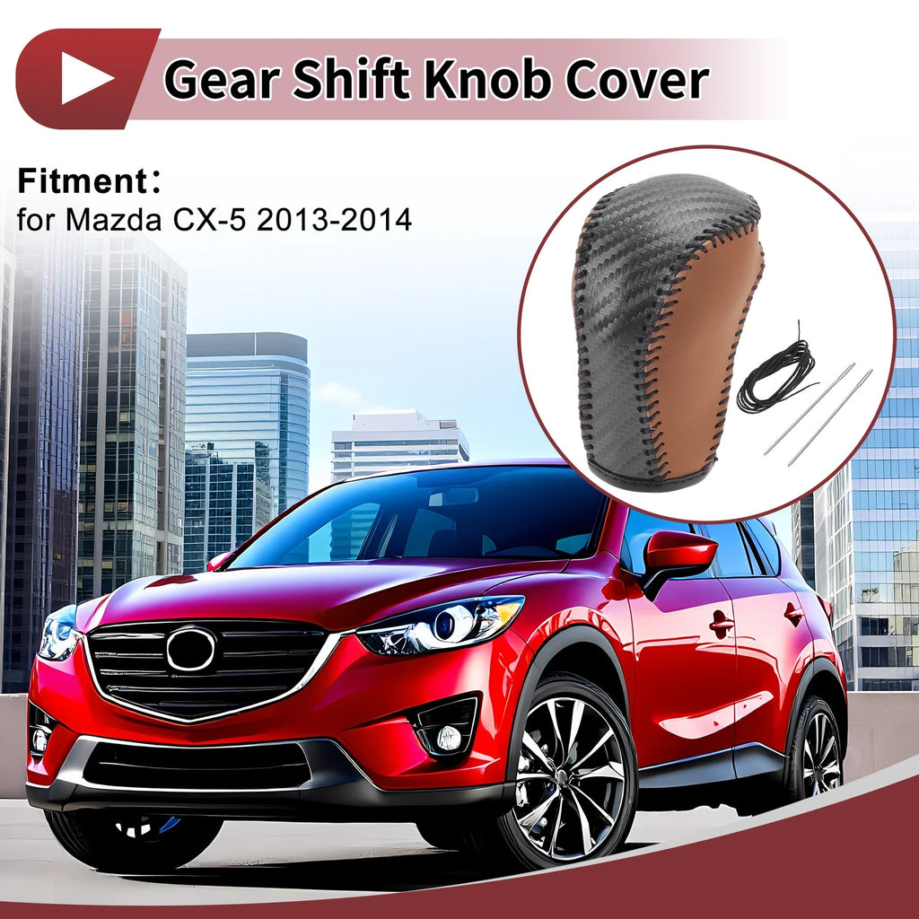 Gear Shift Knob Cover for Mazda CX-5 (2012–2023) Brown Faux Leather