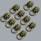 10Pcs Vintage Lion Head Door Pull Handle Ring Cabinet Knobs