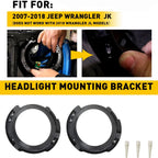 2X 7-Inch Headlight Ring Mount for Jeep JK Wrangler (2007–2018)