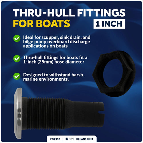1 Inch Nylon/Stainless Steel Thru-Hulls for Various Boats (FO2996)