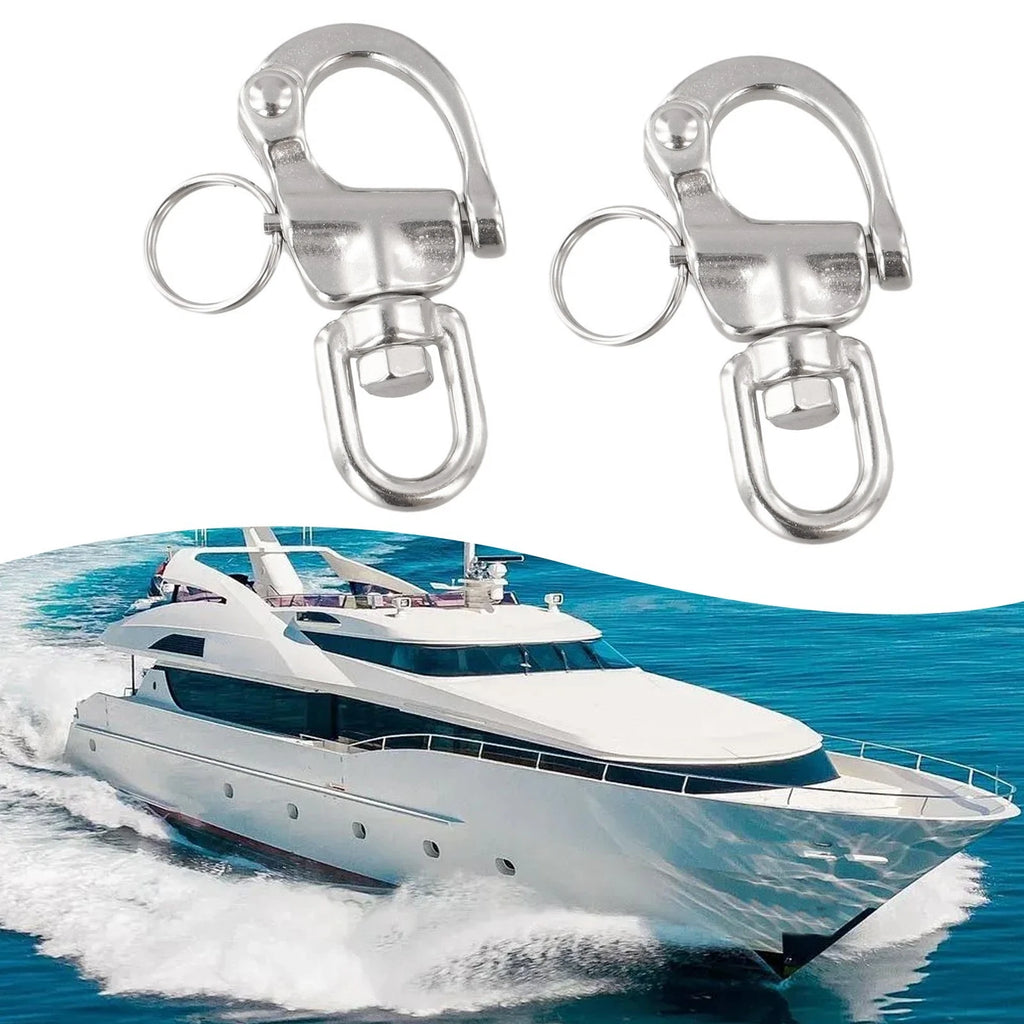 Set of 2 Stainless Steel Quick Release Snap Hooks for Marine Applications