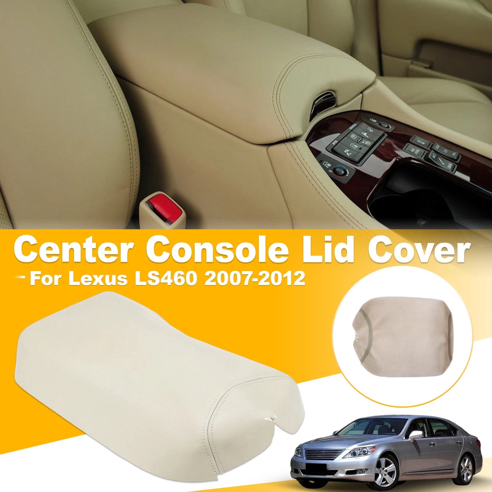 Leather Front Center Console Armrest Lid Cover for Lexus LS460 (2007–2012) Beige