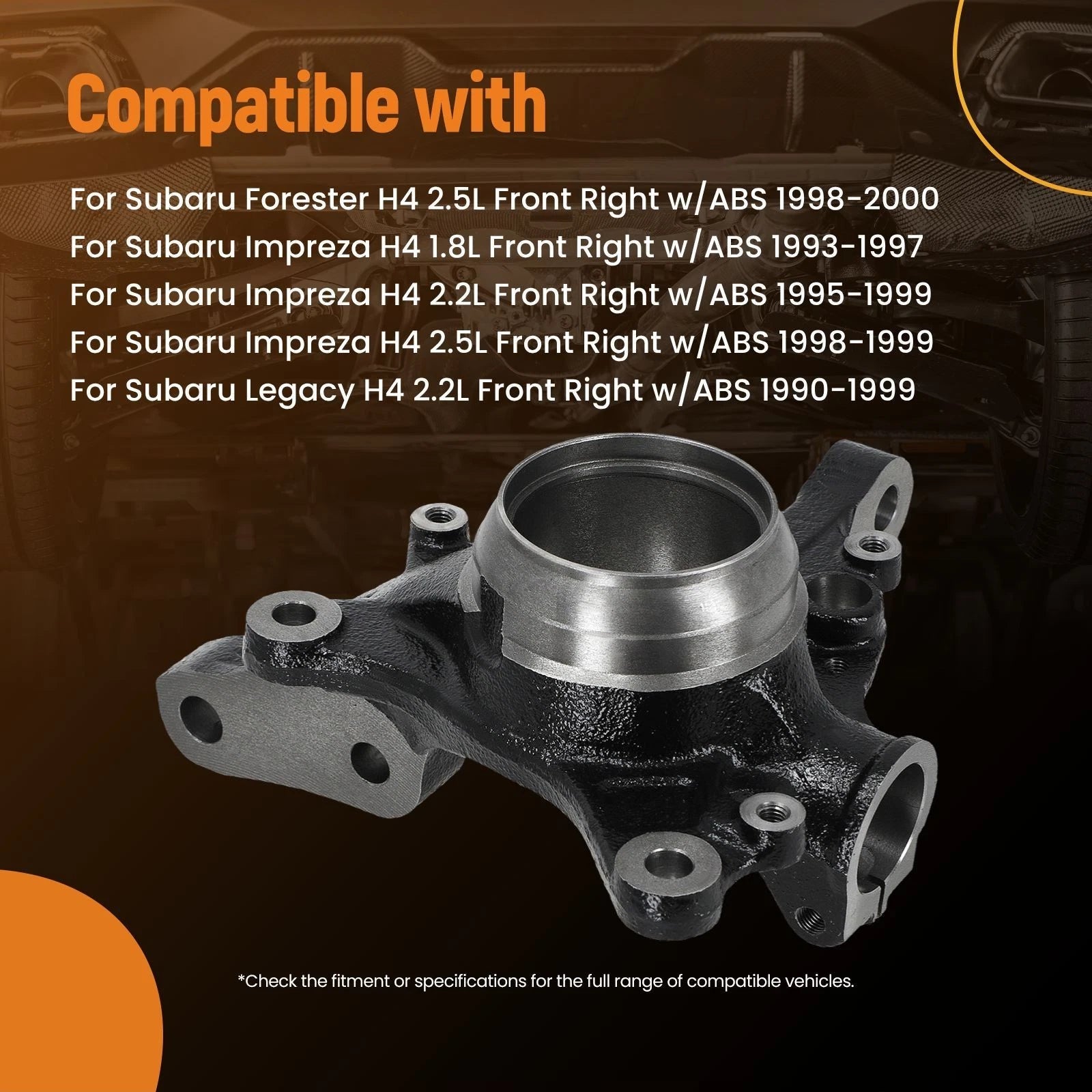 Front Right Steel Knuckle Assembly w/ABS for Subaru Legacy H4 (1990–1999)