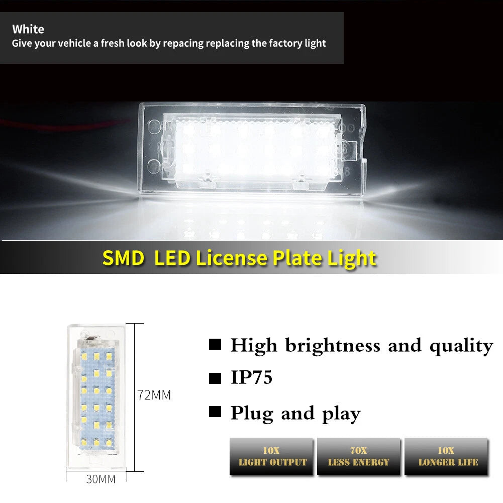 2X LED License Plate Lights for BMW X3 E83, X5 E53 (2004–2010)