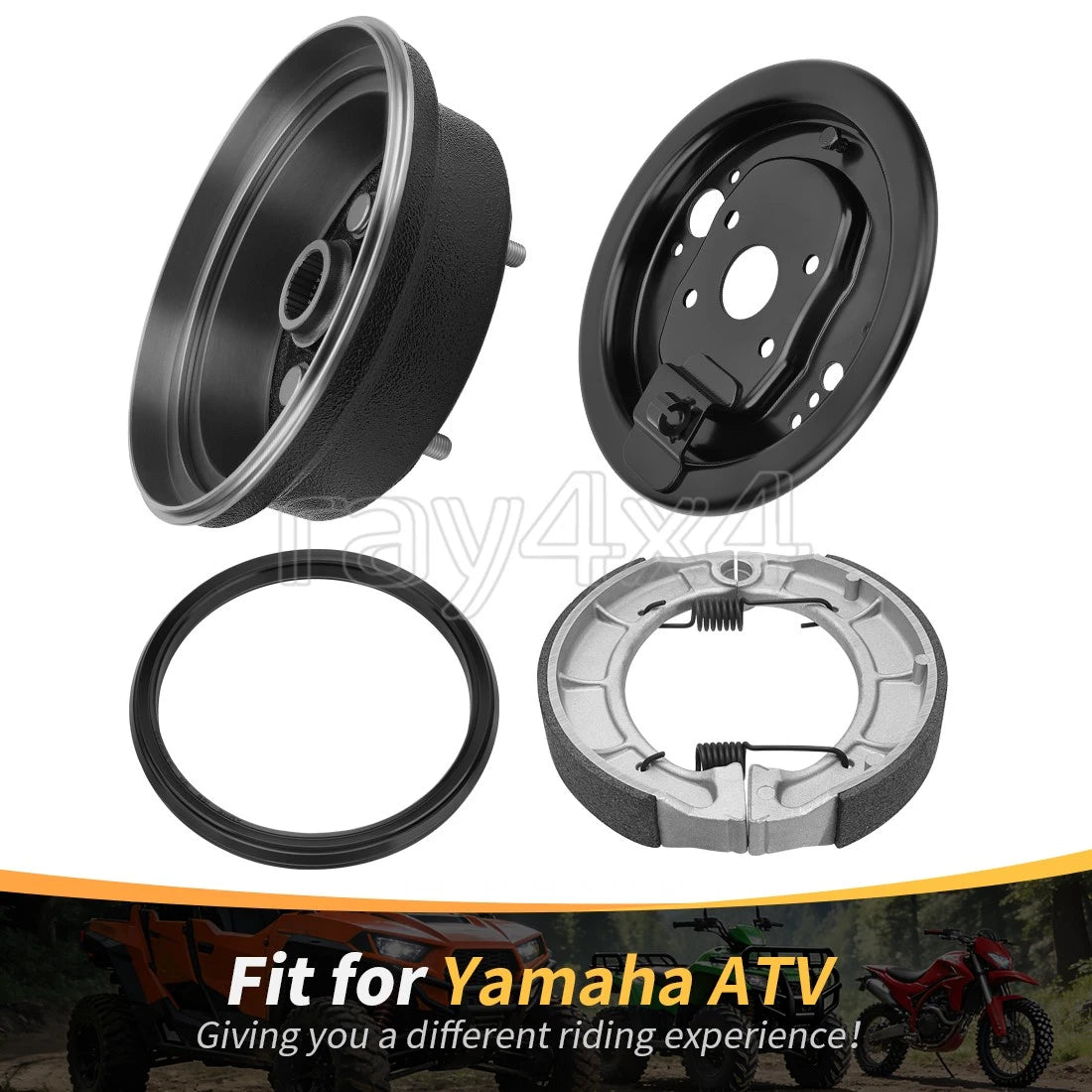 Rear Brake Drum & Backing Plate W/Shoes Kit for Yamaha Timberwolf 250 (1994–2000)