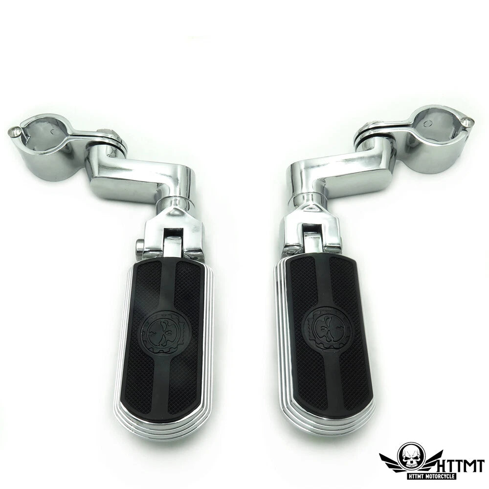 Chrome 1 1/4" Gear Skull Foot Peg Clamp for Harley Sportster Touring Dyna