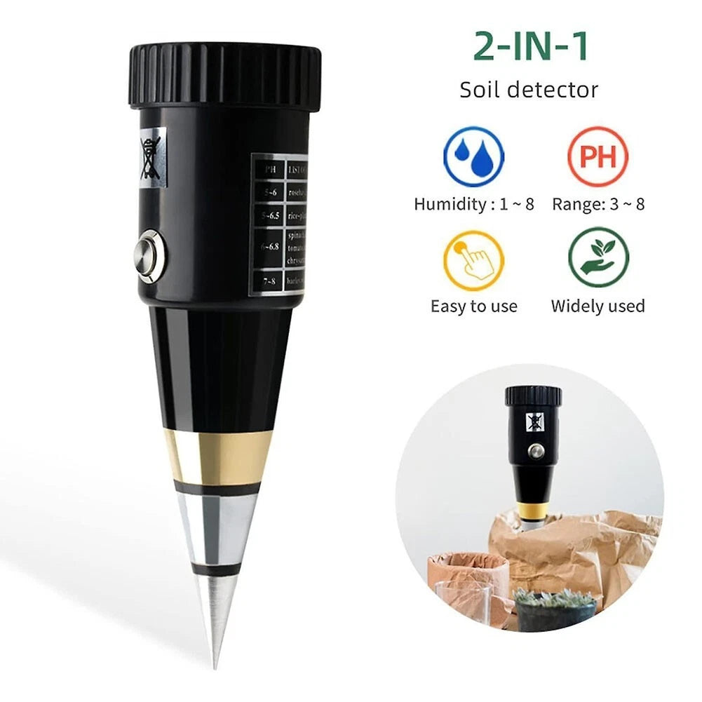 Soil pH Tester for Gardening (Portable, Humidity, Temp, Moisture Meter)