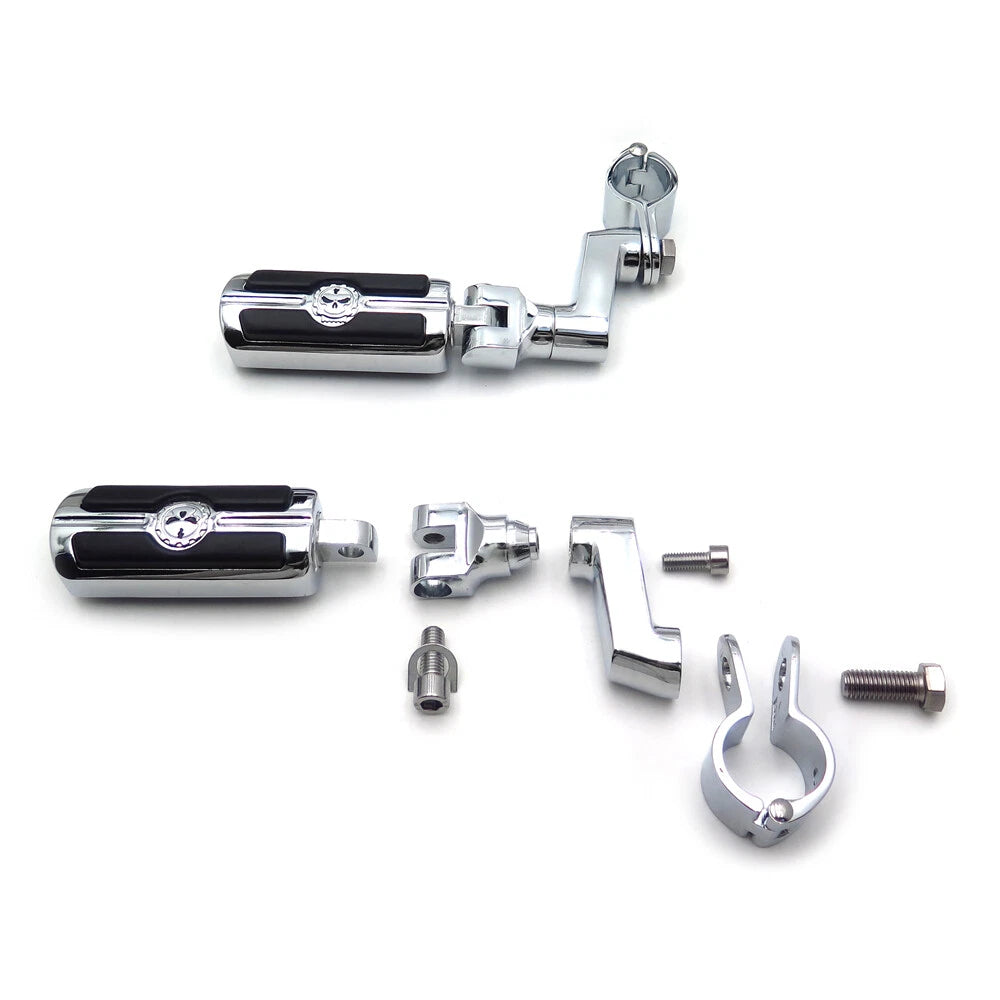 1.25" Gear Skull Highway Foot Pegs Mount Kit for Harley Touring