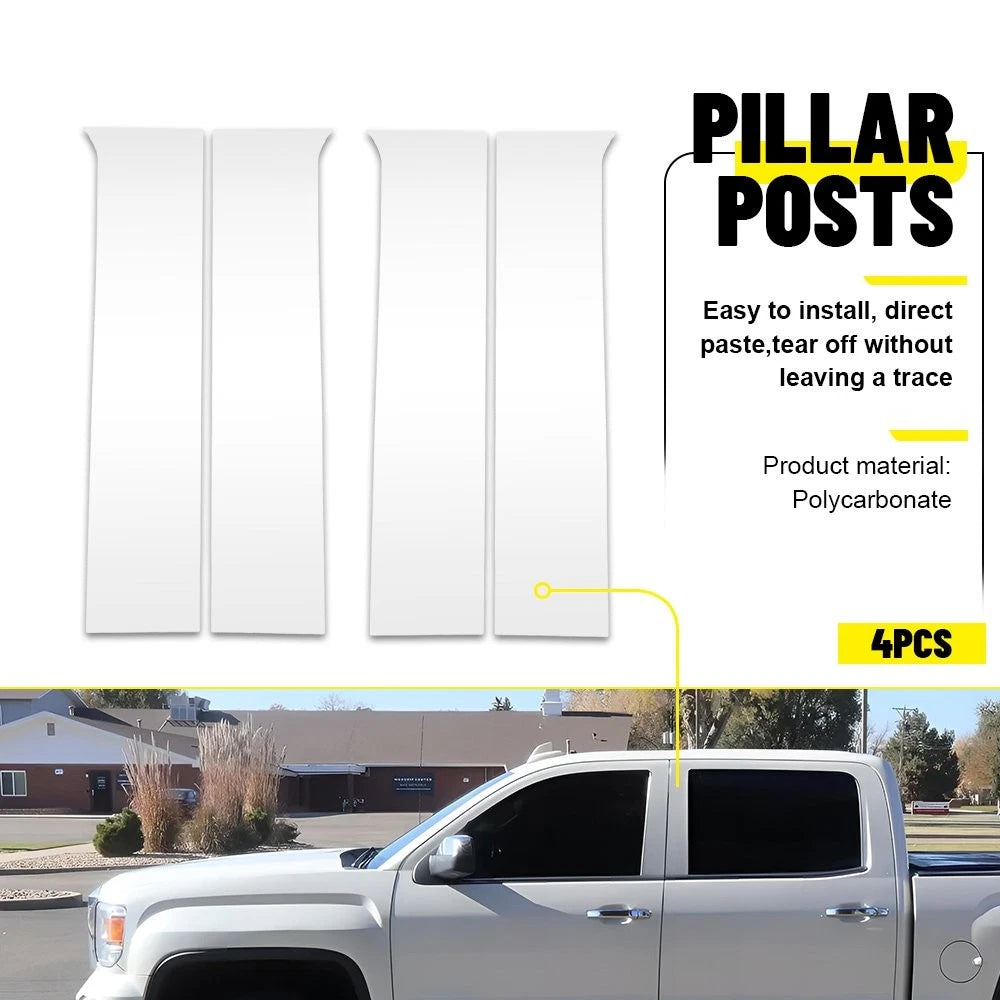 Set of 4 Acrylic Glossy Chrome Door Pillar Post Covers for Silverado/Sierra (2014–2018)
