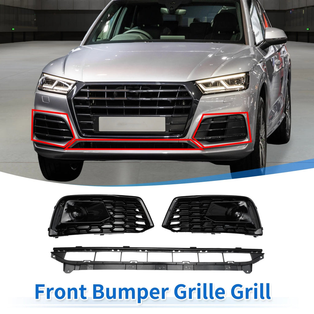 Set of 1 Front Lower Bumper Grille for Audi Q5L (2018–2020) Black ABS