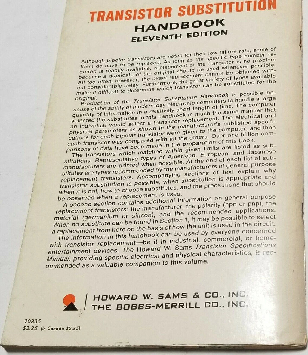 Transistor Substitution Handbook #11 for Automotive (1971)