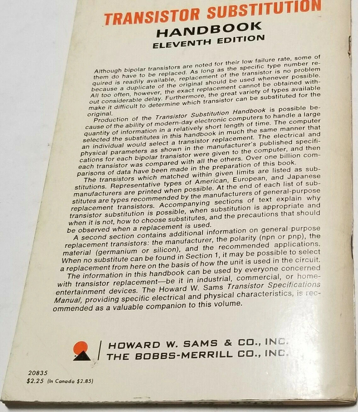 Transistor Substitution Handbook #11 for Automotive (1971)